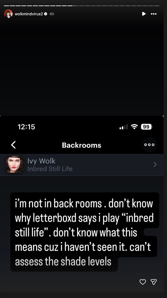 Ivy Wolk says she is not in "Backrooms" on her Instagram story